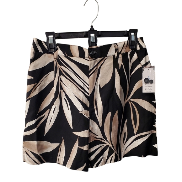 Time And Tru Shorts S 4-6 Black and Tan Linen And Rayon New - Picture 2 of 6